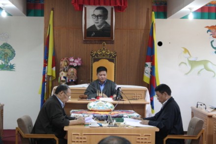 The Speaker, Penpa Tsering presiding over the first day of the 8th session of the Parliament. (Photo: Sangay Kep)