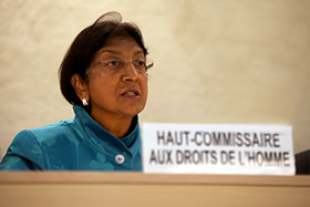 Navi Pillay addresses the 12th session of the Human Rights Council in Geneva/© UN photo/Gilles Sereni