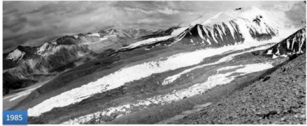  Figures 1 a & b: Halong Glacier (1985 & 2007), Image source: John Novis/ Greenpeace