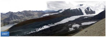  Figures 1 a & b: Halong Glacier (1985 & 2007), Image source: John Novis/ Greenpeace