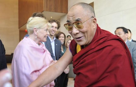  His Holiness the Dalai Lama greets supporters in downtown Vancouver Saturday afternoon. Photograph by: Jenelle Schneider, Vancouver Sun