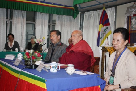 Kalon Tripa Prof Samdong Rinpoche (c) addresses a two-day symposium on Tibetan women's empowerment  in Dharamsala on 4 March 2010/Photos by Sangay Kyap/TibetNet