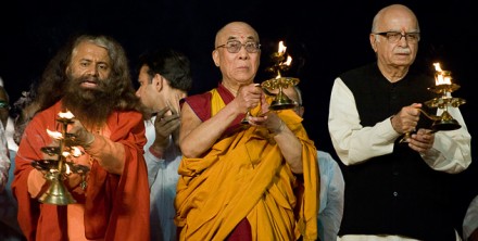  His Holiness the Dalai Lama (C) with Mr. L K Advani, (R) NDA working chairman. Photo/ dalailama.com