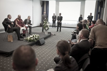 His Holiness the Dalai Lama and Mayor of Wroclaw at press conference