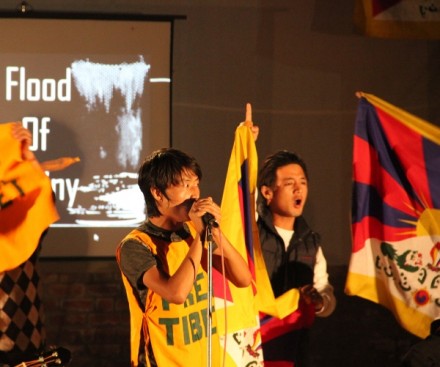 Students of MS University of Baroda participating in Tibet awareness programme.  