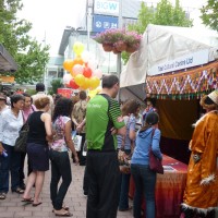 Visitors throng a Tibetan stall at the annual National Multicultural Festival in Canberra, Australia, 