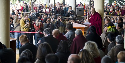 His Holiness the Dalai Lama delivering his statement on the 52nd anniversary of the Tibetan people's national
