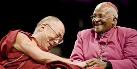 His Holiness the Dalai Lama with fellow Nobel Peace Laureate Archbishop Desmond Tutu/File photo