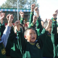 Infant section kids singing the song,"Lets return to Tibet" 