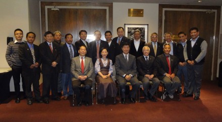 Kalon Tripa Dr Lobsang Sangay (C) and Kalon Dicki Chhoyang (Ms) with the representatives of the various offices of Tibet based around the world.